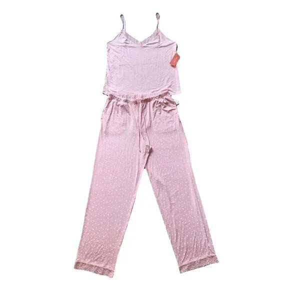 State of Day 2pc Pajama Set Pink Polka Dot Cami & Pants Women’s  NWT - Picture 3 of 6